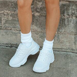 Lulus Gennifer White Chunky Sneakers - Size 7.5